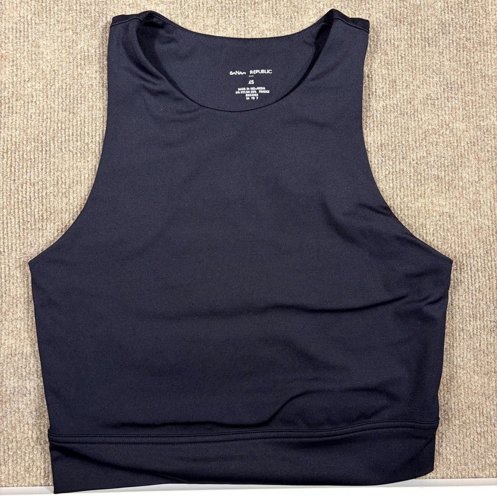 Banana Republic Active Crop Tank Top Womens XS Navy Blue Nylon Stretch Workout